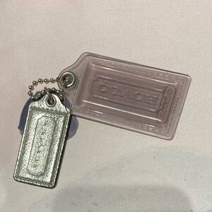 Coach Y2K Poppy Set of XL Smoke Gray Clear & Metallic Silver Leather Hang Tags